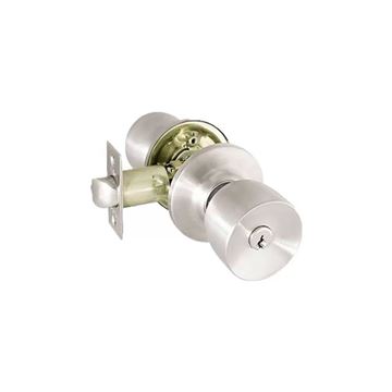 Imagen de CERRADURA POMO YORK ACERO INOX.SATINADO C/LLAVIN